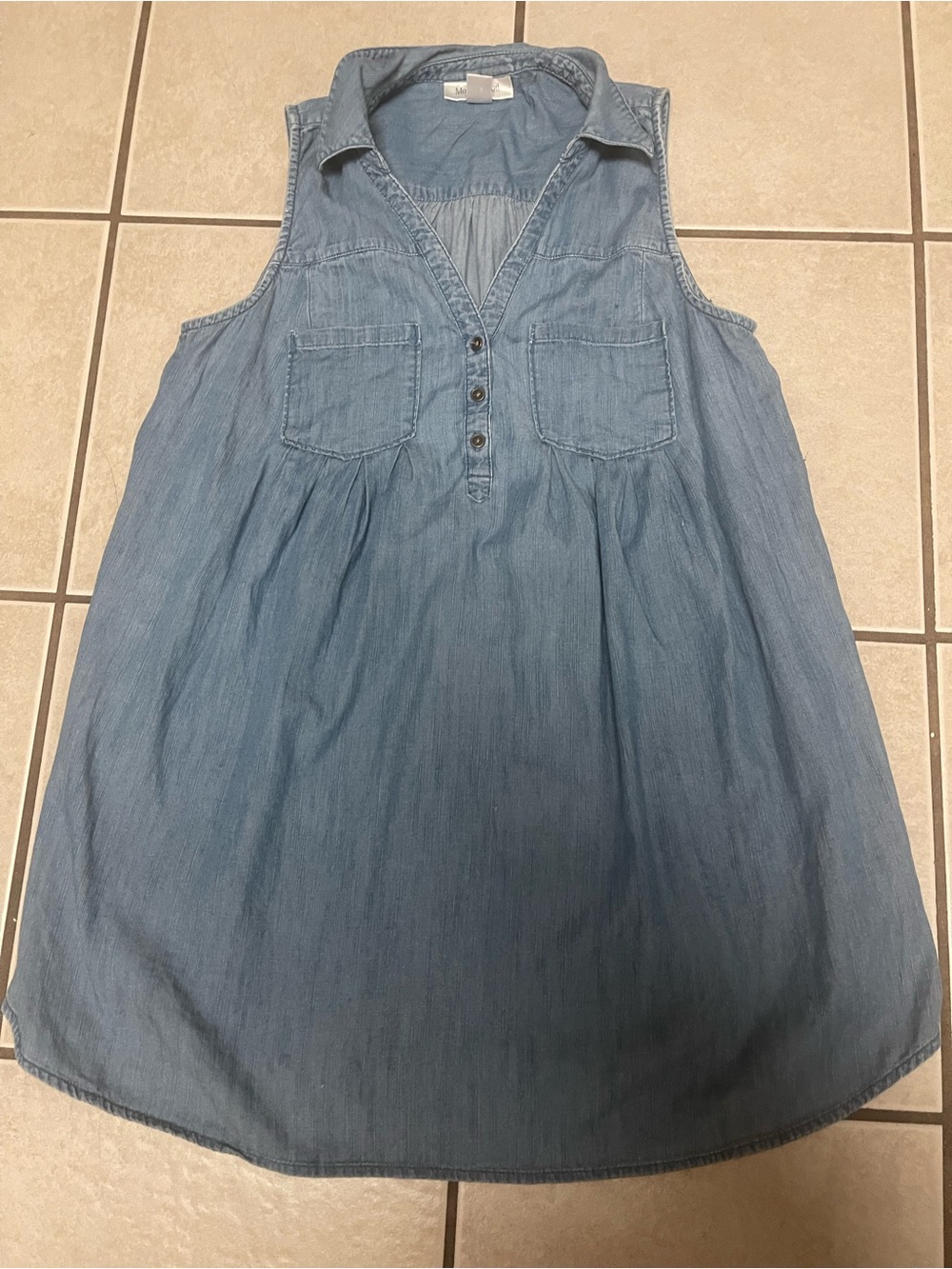 Motherhood Light Blue Chambray Sleeveless Girls' Dress